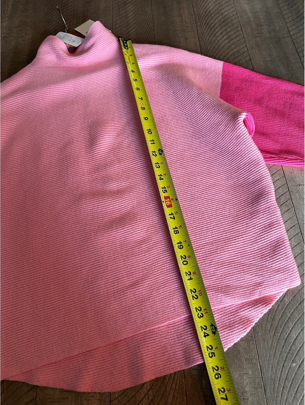 NWT THML Mock Neck Colorblock Knit Sweater Pink & Cream Women’s XS Oversized - Picture 10 of 10